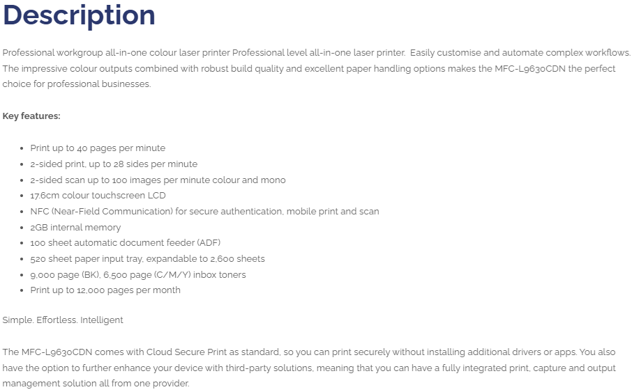 MFC L9630CDN Desciption